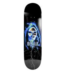 Opera Trey Wood Lightning EX7 pro model skateboard deck showcasing its profile shape and construction layers.