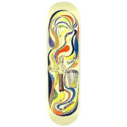 Antihero Doobie Expressions 8.75 inch skateboard deck featuring a stylized sketch character and colorful abstract swirls over a natural wood veneer.