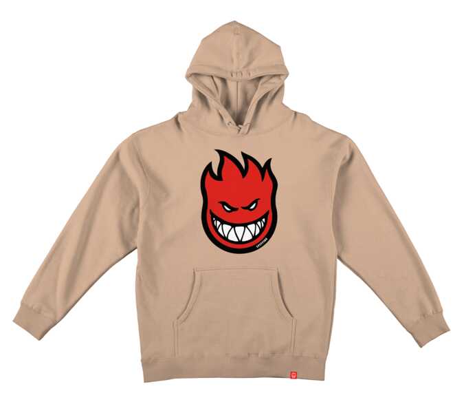 Spitfire Bighead Fill Hoodie in sandstone featuring the red graphic logo printed on the chest.