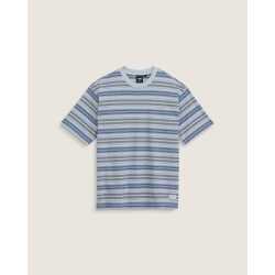 Vans Ringer Striped Knit Shirt in blue featuring horizontal stripes and contrast ringer collar trim.