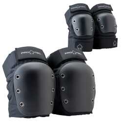 Pro-Tec Knee and Elbow Pad Set - Open Back, Black.
