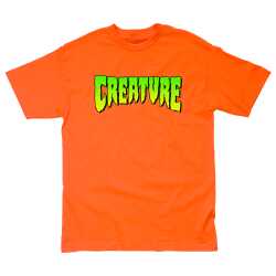 Creature Skateboards Logo S/S Heavyweight T-Shirt in Safety Orange.